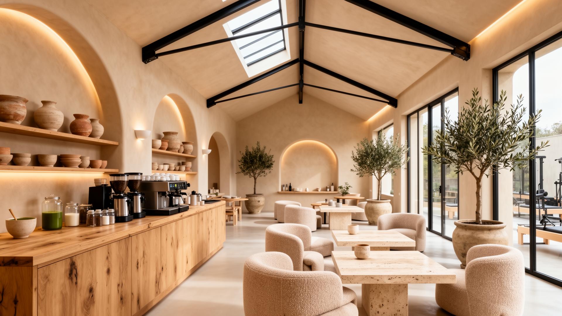 Café- und Lounge-Bereich im mediterranen Stil